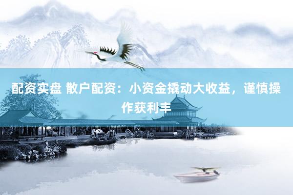 配资实盘 散户配资：小资金撬动大收益，谨慎操作获利丰